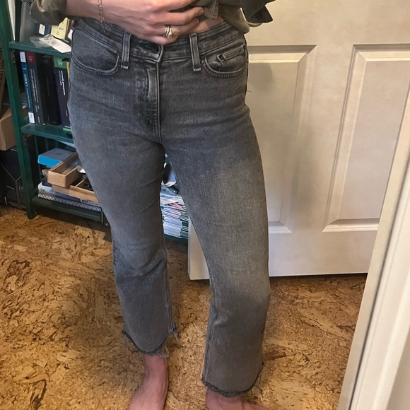 Rag and Bone Nina High Rise Frayed Hem Ankle Flare Jeans - Picture 2 of 5